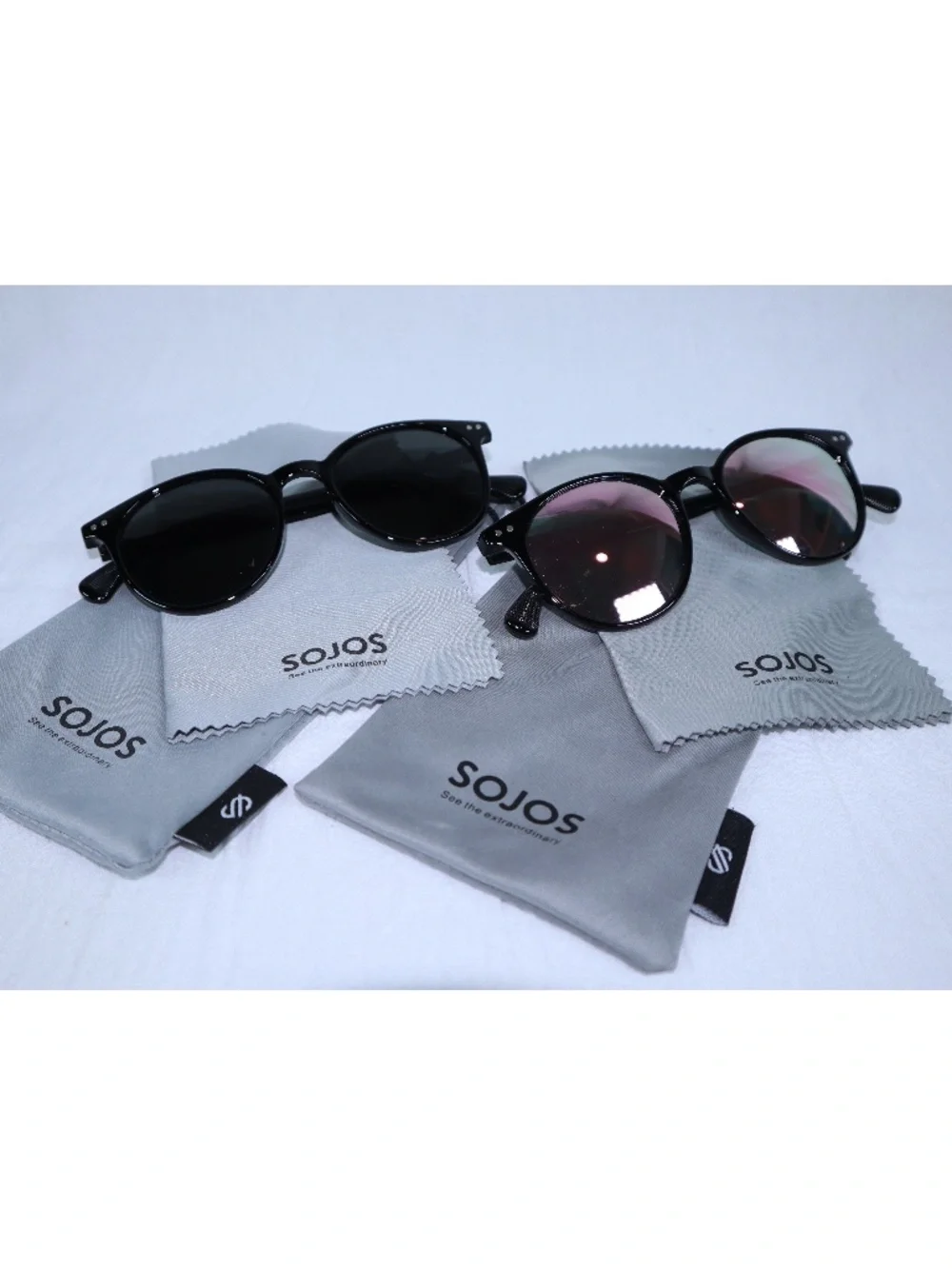 Pair of 2 SOJOS Small Round Classic Polarized Sunglasses for Women UV400 Lens